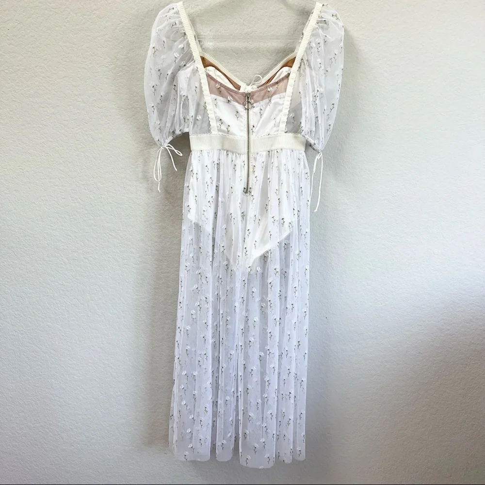 For Love & Lemons Frescia Dress White Lace Floral Size XS - Picture 5 of 9